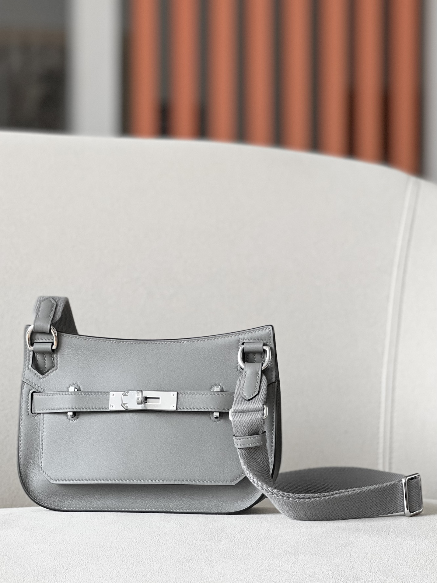 Hermes Jypsiere Mini Shoulder Bag In Grey Swift Leather